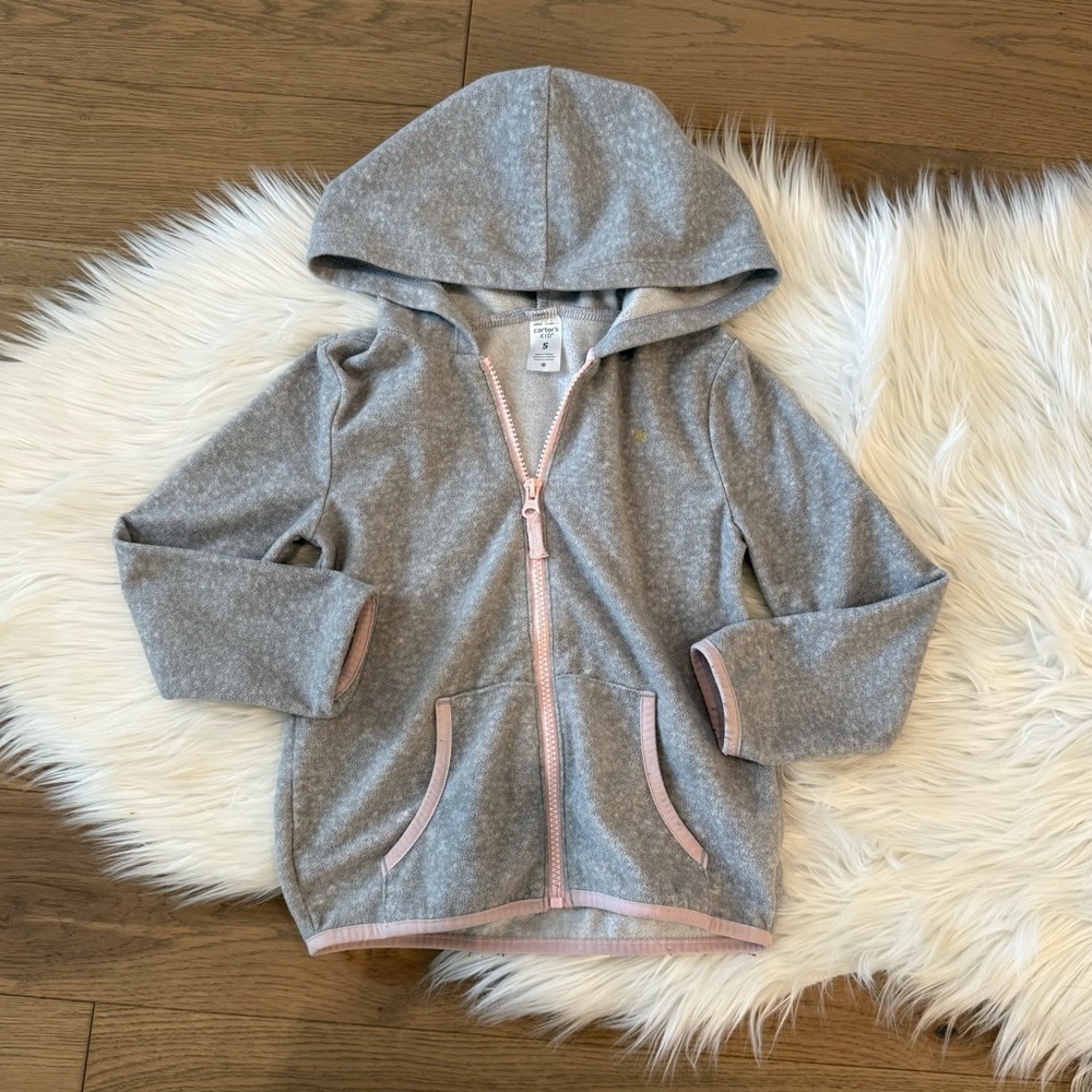 Carter's Gray and Pink Kids Zip-Up Hoodie